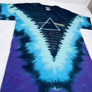 Vintage Liquid Blue Pink Floyd Dark Side Of The Moon Tie Dye T-Shirt Men's M